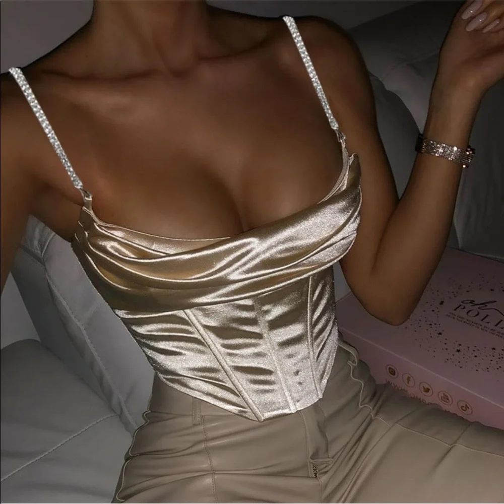 Stretch Satin Corset Top - Picture 3 of 7